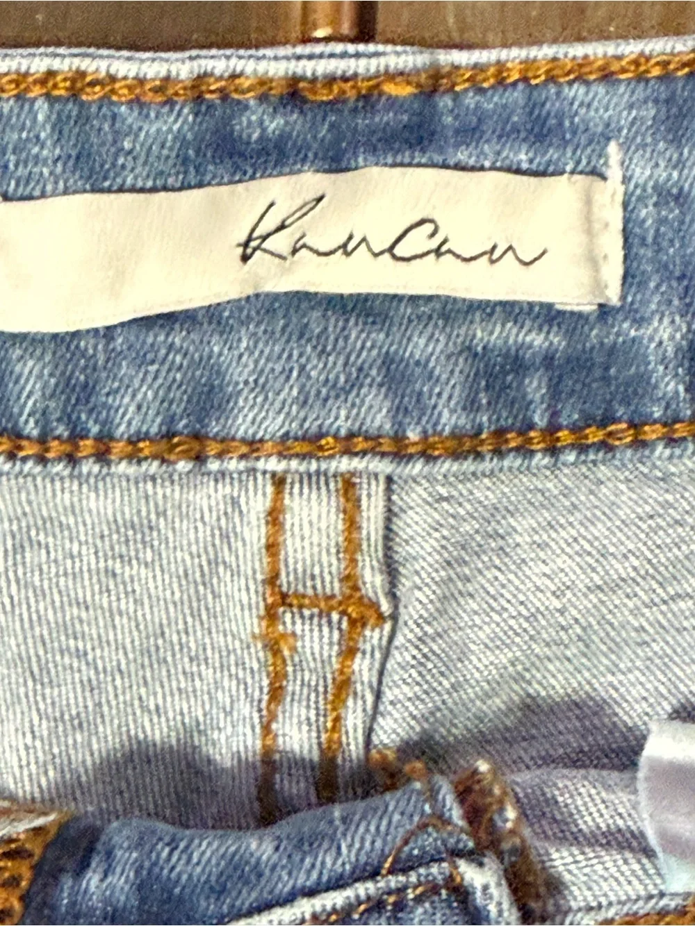 KanCan Women’s Size 11/29 Distressed Denim Shorts Medium Wash w/Rolled Cuff EUC - Picture 2 of 4